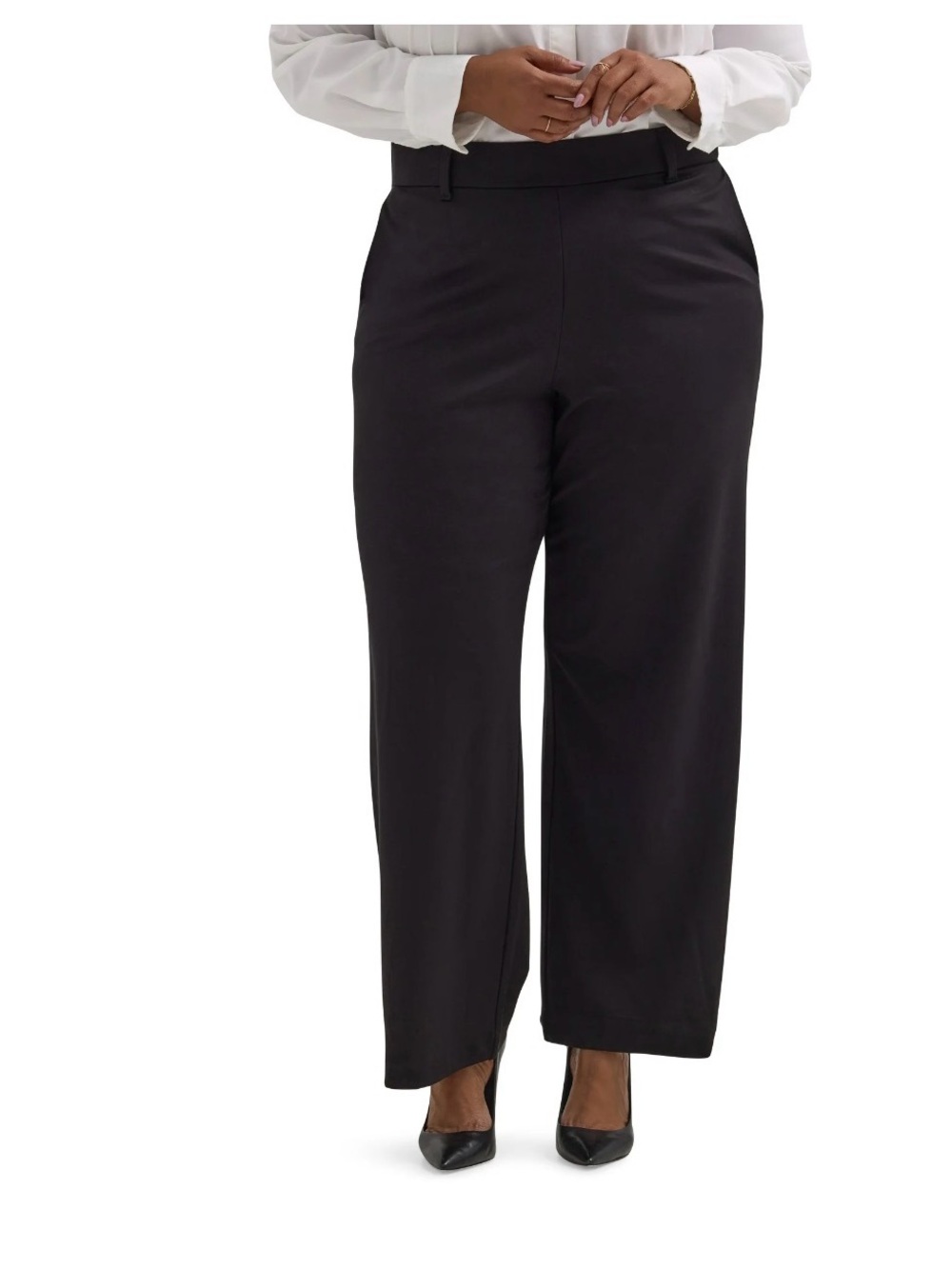 LEE COMFORT WAISTBAND WIDE LEG BLACK 4X STYLE 112359239 NEW